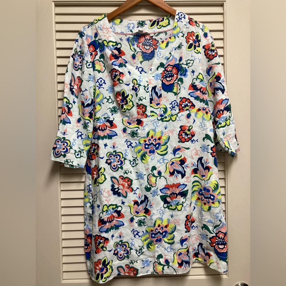 Biden Linen Tunic Floral Dress UK 12R US 8R 
3/4 Sleeve